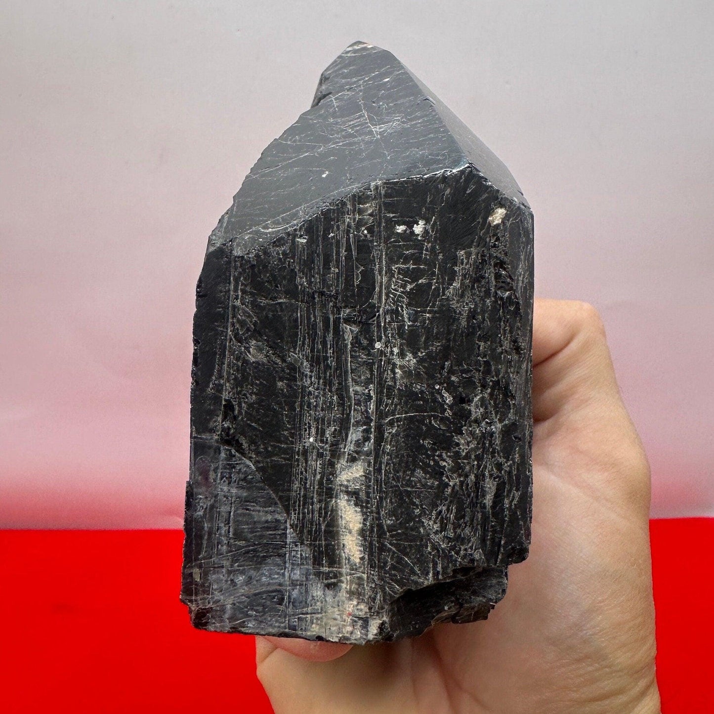 Black Tourmaline uncut natural stone, Beautiful and I cute, Psychic Protection, Rock Collection, Office Decor, Home Decor, 1 lb 8.1 ounces