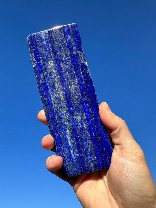 Beautiful High Quality Lapis Lazuli Stone Slab, Rock Collection, Home Decor, Office Decor, Reiki,Throat Chakra, Energy Work, 1 lb 1.4 ounces