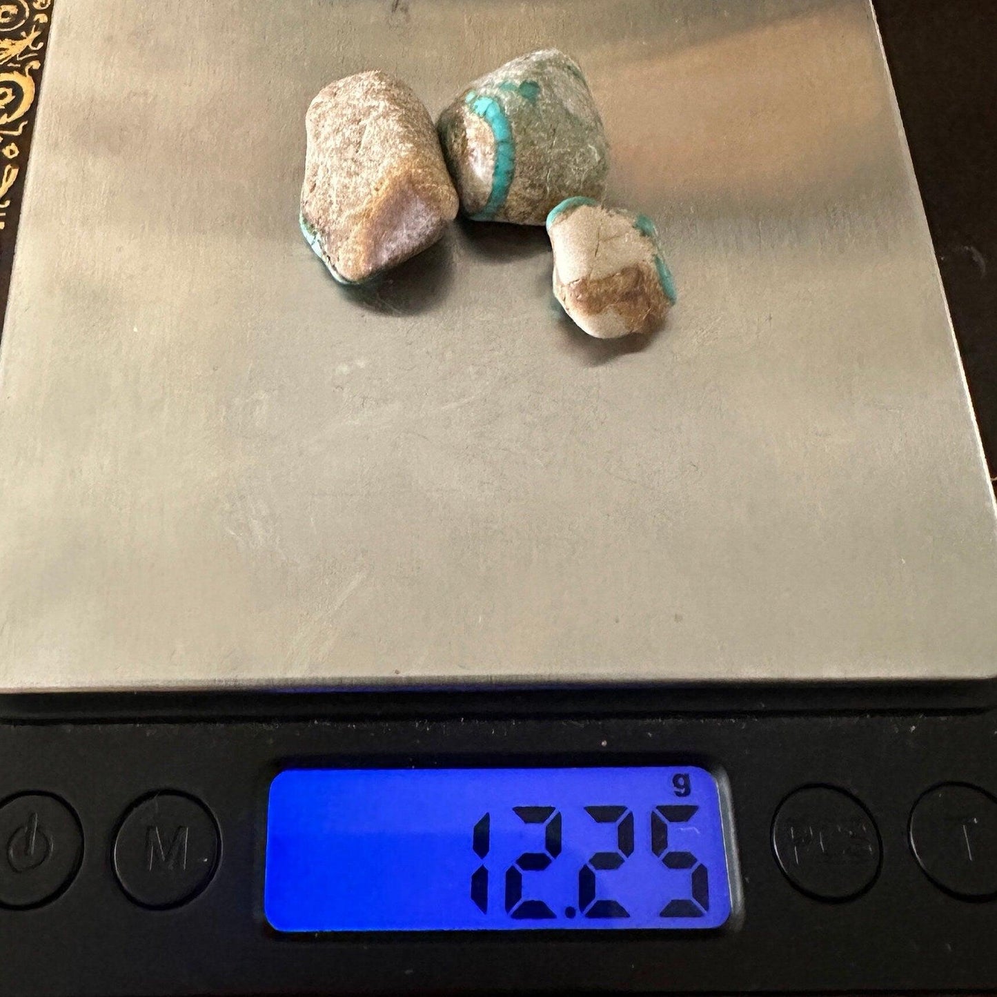 Beautiful Nevada #8 Turquoise Nuggets, Lot of Three, Number Eight, Turquoise, Nevada Turquoise, 12.25 grams|61.25 carats total weight