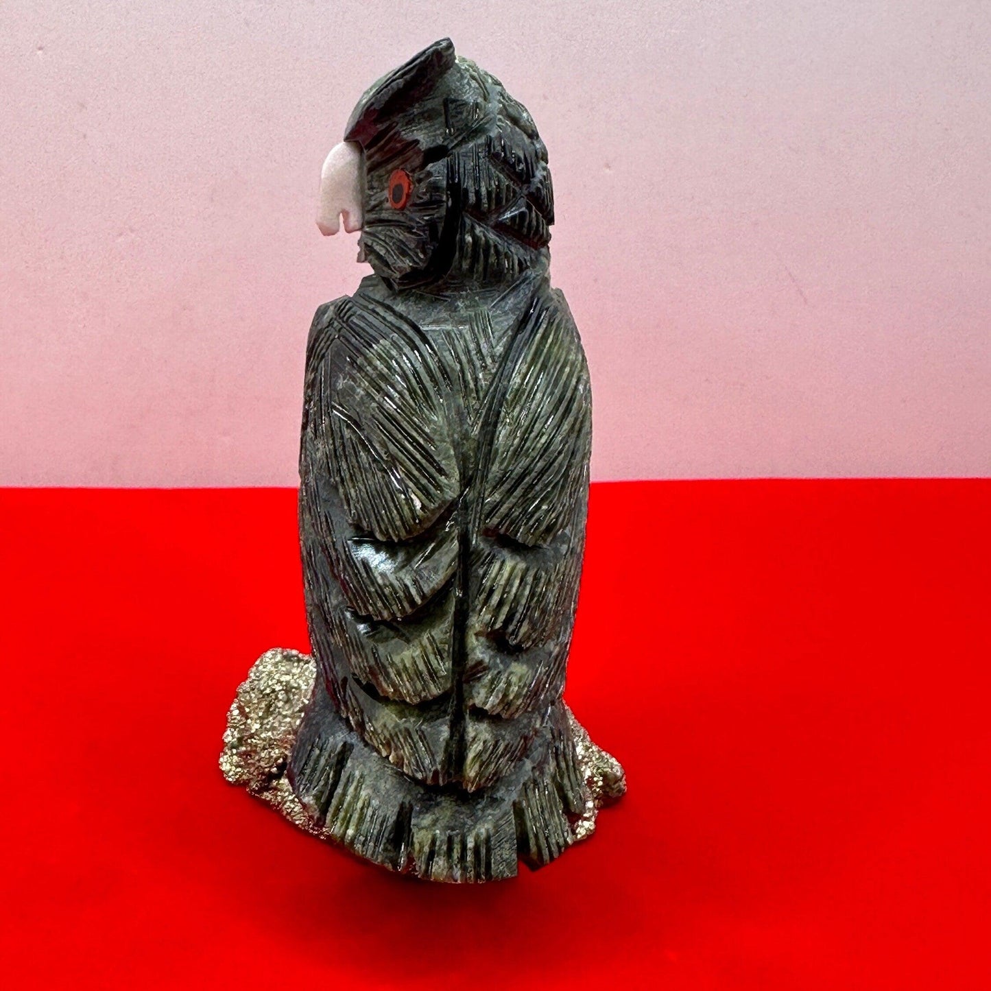 Soapstone Owl Figurines, Stone Fetish, Owl, Pyrite, Figurine, Office Decor, Owls, Balance, Grounding, 5.9 ounces