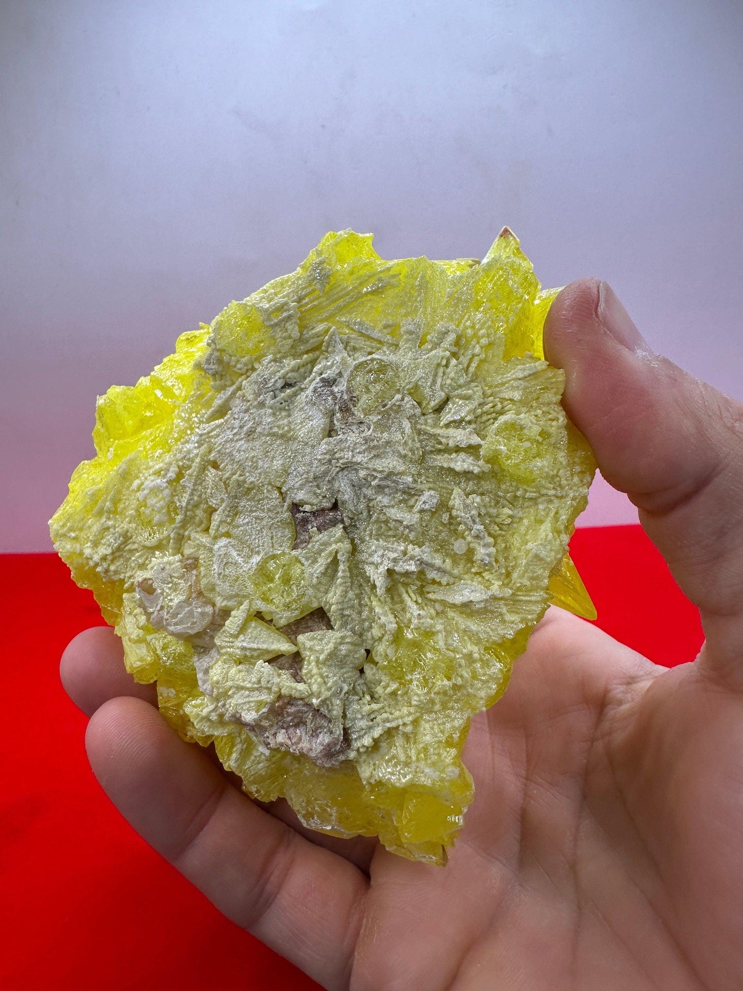 Beautiful Large Top Grade Sulfur Crystal, Sulfer Crystal Specimen, Yellow Crystal, Creativity, Spiked Sulfur Crystal, 15.1 ounces