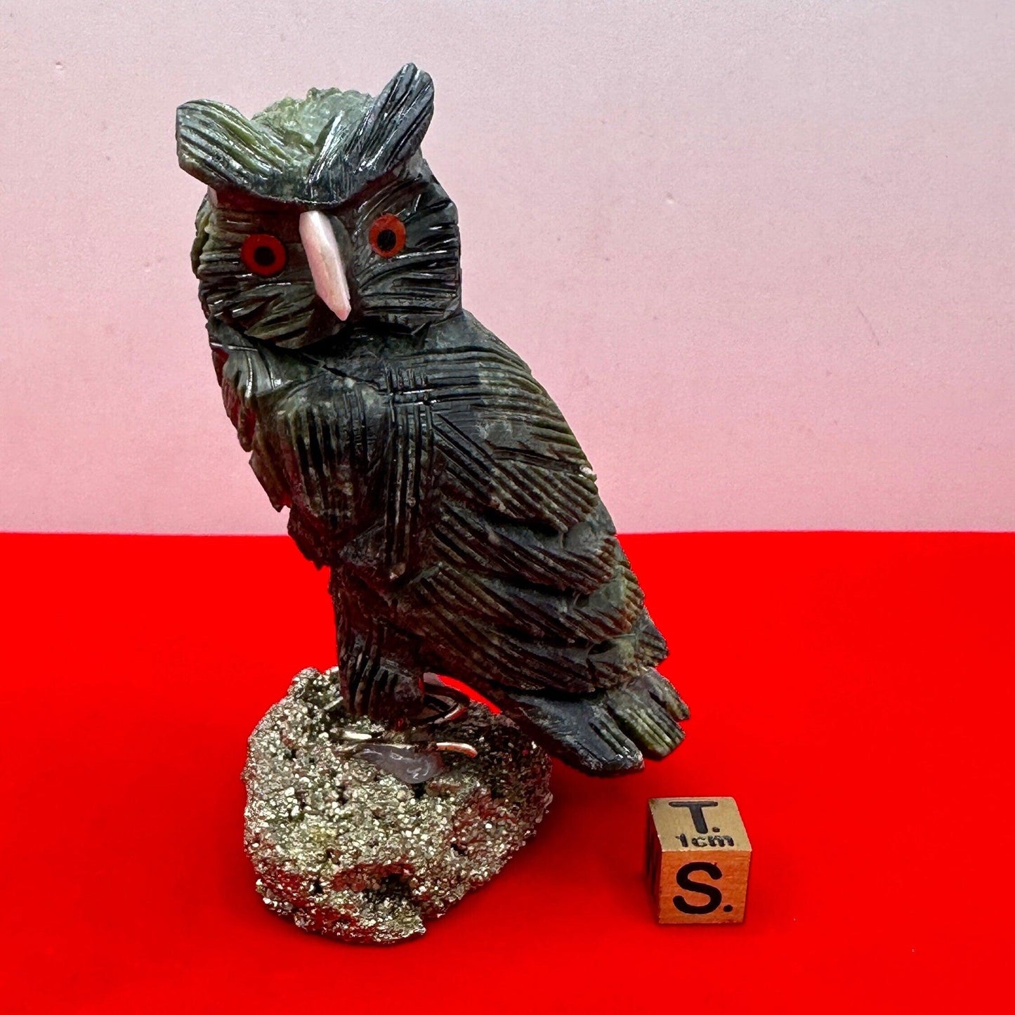 Soapstone Owl Figurines, Stone Fetish, Owl, Pyrite, Figurine, Office Decor, Owls, Balance, Grounding, 5.9 ounces