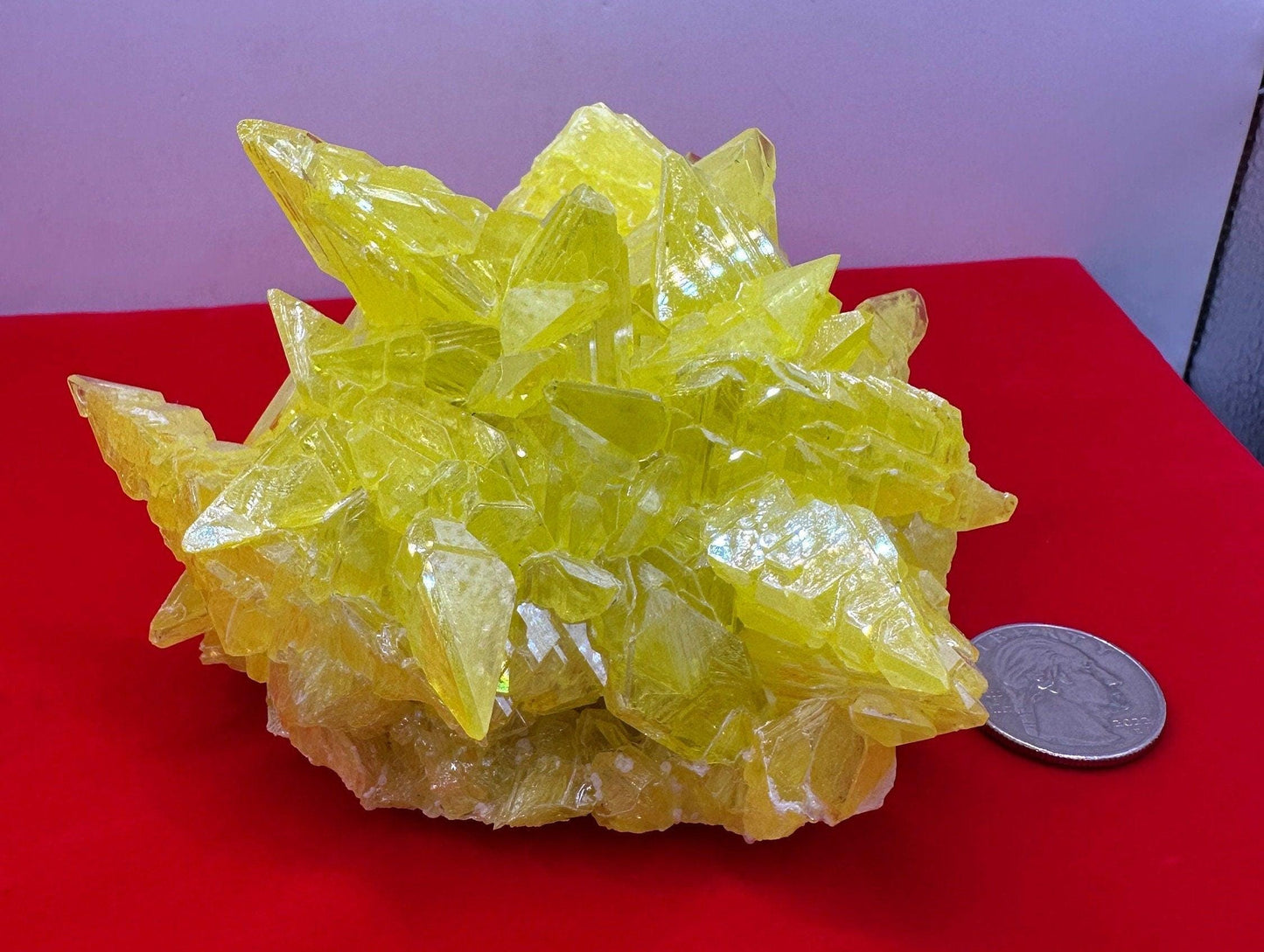 Beautiful Large Top Grade Sulfur Crystal, Sulfer Crystal Specimen, Yellow Crystal, Creativity, Spiked Sulfur Crystal, 15.1 ounces