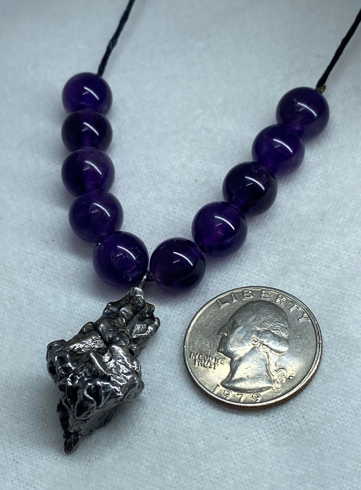 Meteorite Above and Below Necklace, 28.39 grams, Beautiful and unique meteorite with natural amethyst beads, the perfect gift