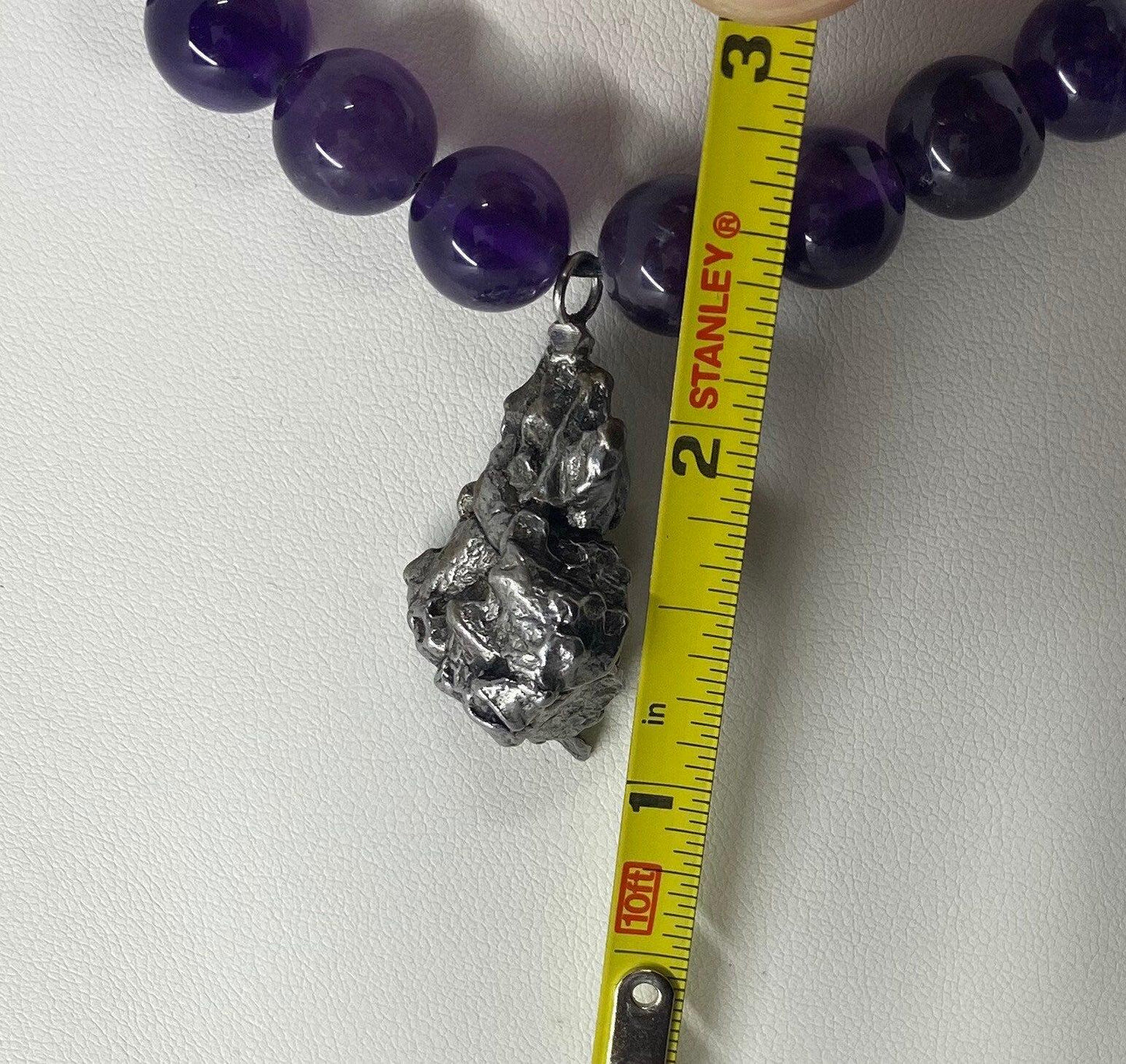 Meteorite Above and Below Necklace, 28.39 grams, Beautiful and unique meteorite with natural amethyst beads, the perfect gift