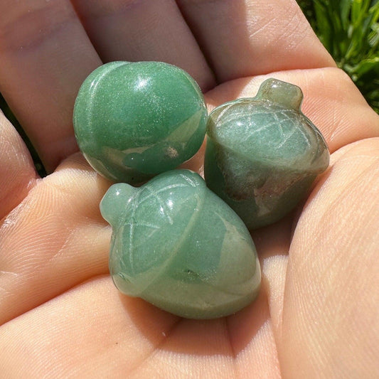 Beautiful Aventurine Acorns, Lot of Three, Acorn, Mineral Acorn, Mineral Sculpture, Aventurine, Green Stone, Mineral Collection, 33.15g