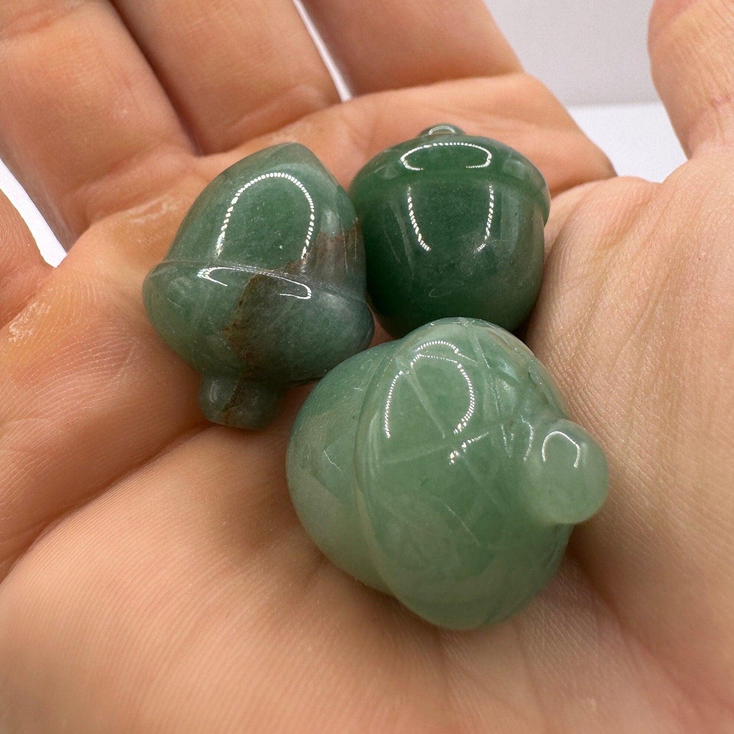 Beautiful Aventurine Acorns, Lot of Three, Acorn, Mineral Acorn, Mineral Sculpture, Aventurine, Green Stone, Mineral Collection, 33.15g