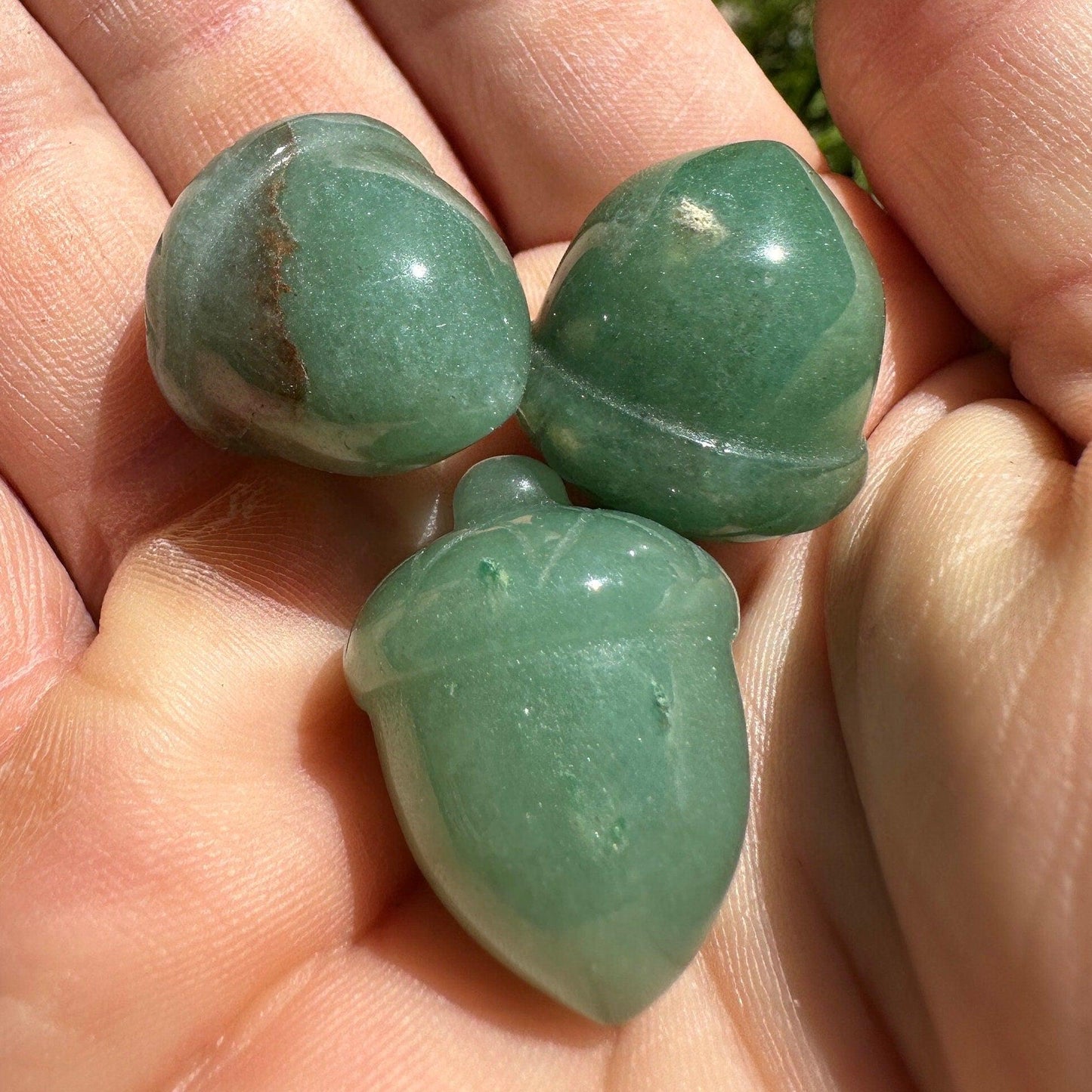 Beautiful Aventurine Acorns, Lot of Three, Acorn, Mineral Acorn, Mineral Sculpture, Aventurine, Green Stone, Mineral Collection, 33.15g