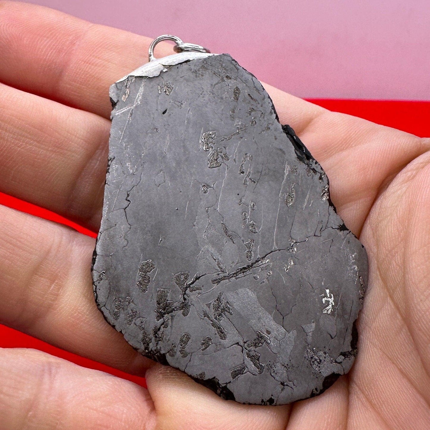 Beautiful Canyon Diablo Meteorite Slice Pendant, Etched and Polished, 57.51 grams, Astronomy Gift, Meteorite Jewelry, Meteorite Pendant, COA