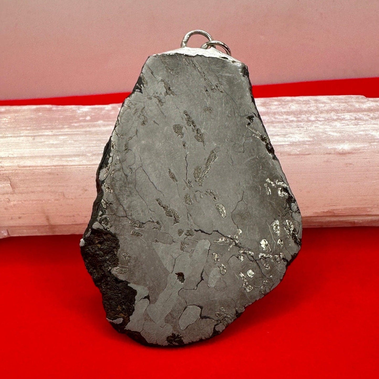 Beautiful Canyon Diablo Meteorite Slice Pendant, Etched and Polished, 57.51 grams, Astronomy Gift, Meteorite Jewelry, Meteorite Pendant, COA