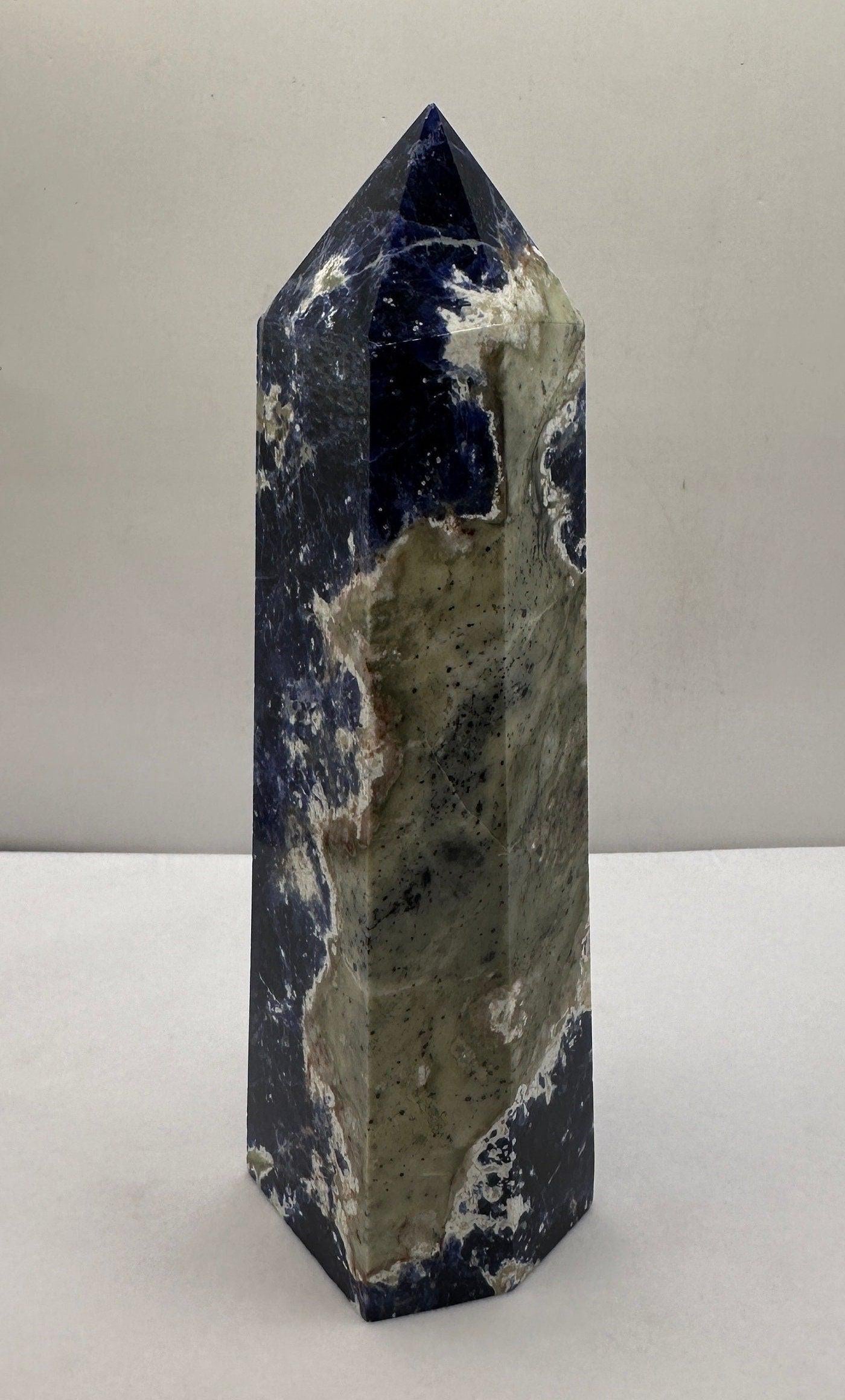 Beautiful High Quality Sodalite Stone Obelisk, Rock Collection, Home Decor, Reiki, Tranquility, Throat Chakra, Energy Work, 1 lb 12.7 ounces