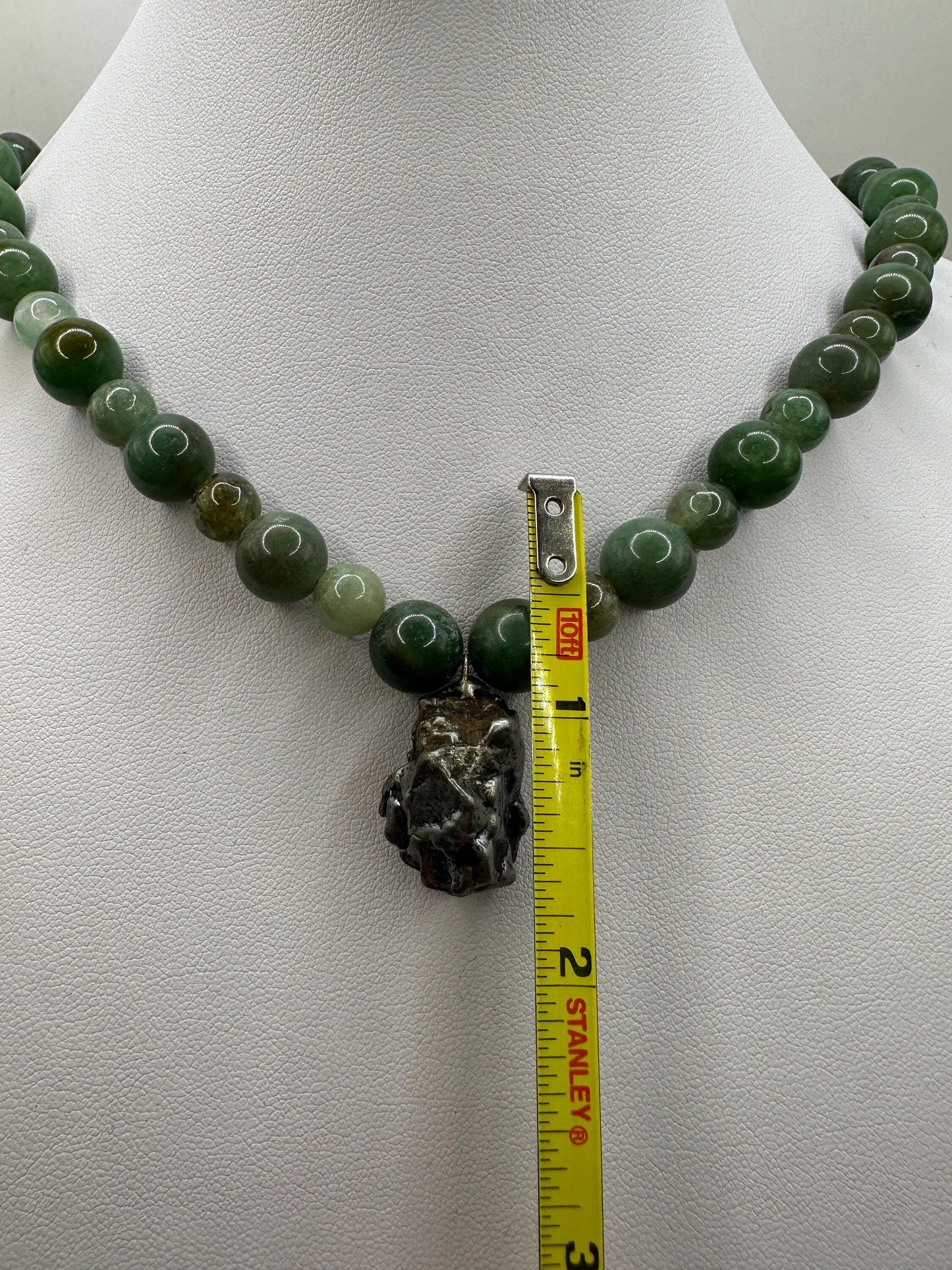 Meteorite Above and Below Necklace, 70 grams, Campo del Cielo Iron Meteorite, Aventurine Beads, Handmade Necklace, Astronomy Gift, Unisex