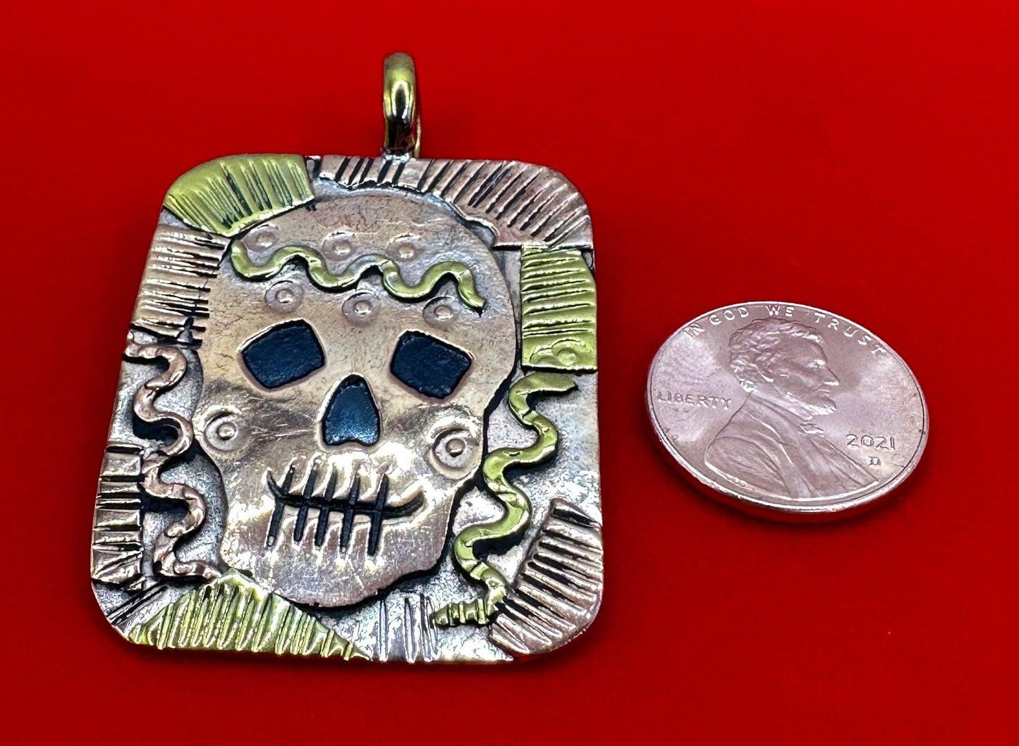 Beautiful Handmade Copper Pendant, Dia De Los Muertos Jewelry, Copper Jewelry, Copper Pendant, Arizona Copper, 10.81 grams