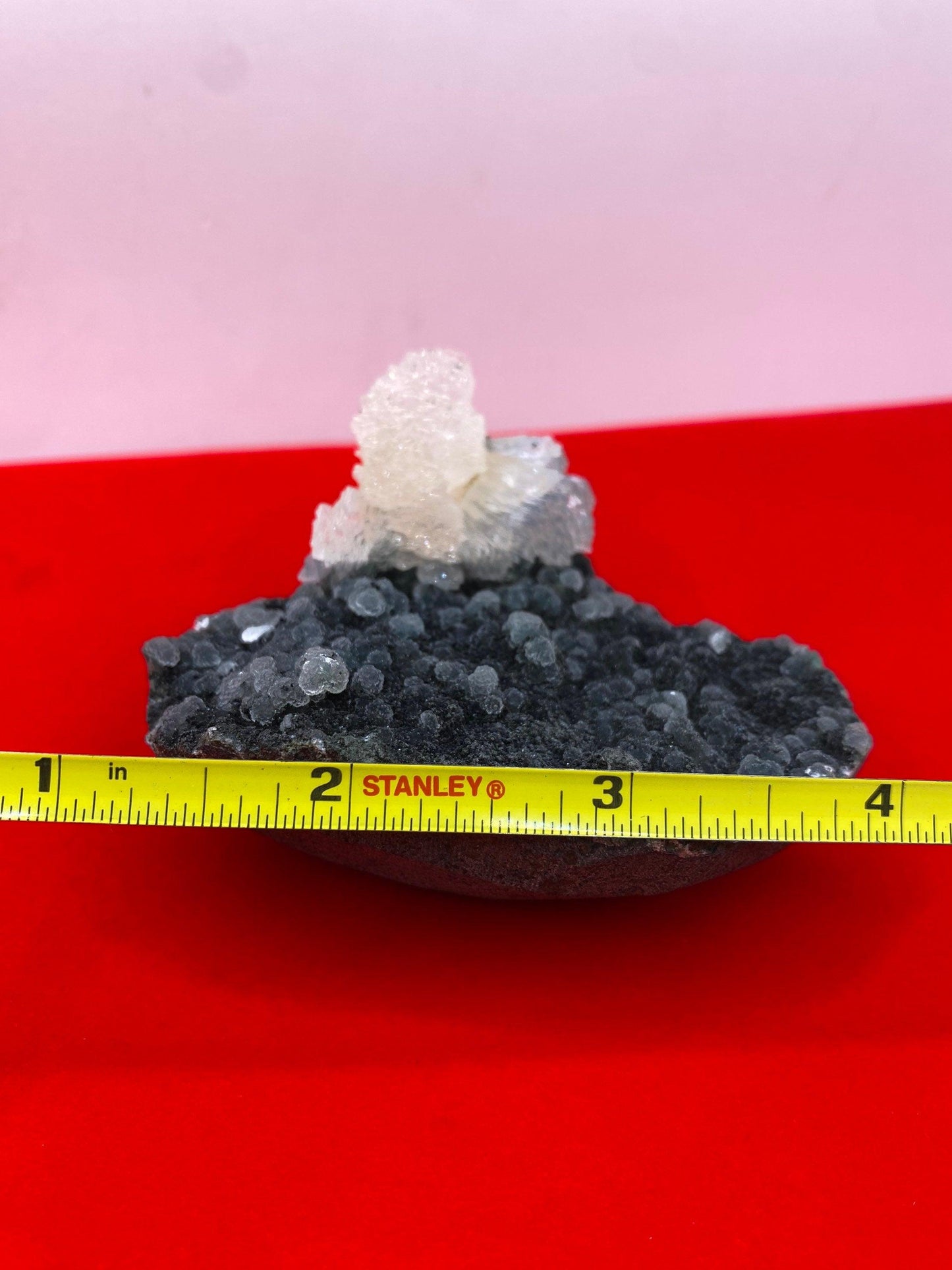 Beautiful Stilbite on Black Coral Stalactite Geode, Peaceful, Stilbite, India, Crown Chakra, Crystal, Rock Collection, 176 grams