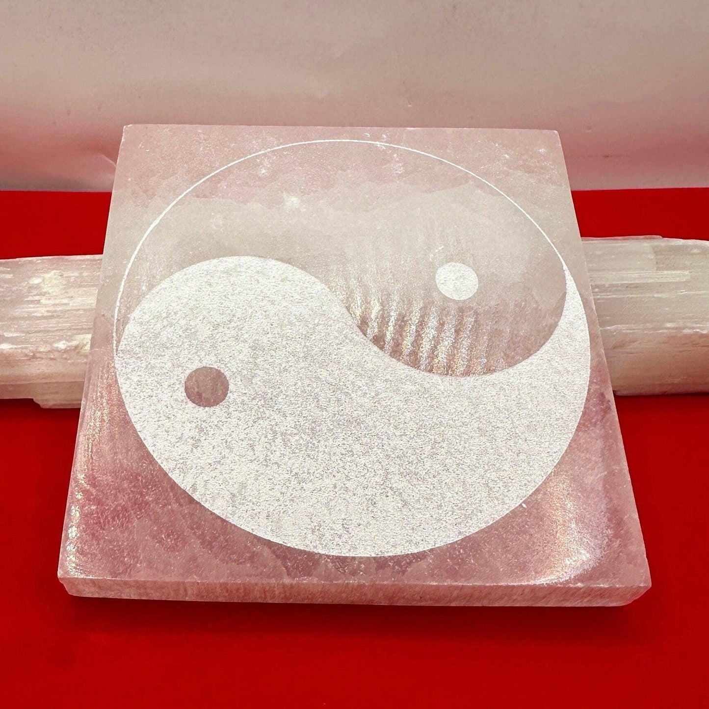 Selenite Yin Yang Charging Plate, Charging Plate, Crystal Grid Work, Cup Saucer, Reiki, Yin Yang Symbol, Eastern Philosophy, 12.4 ounces