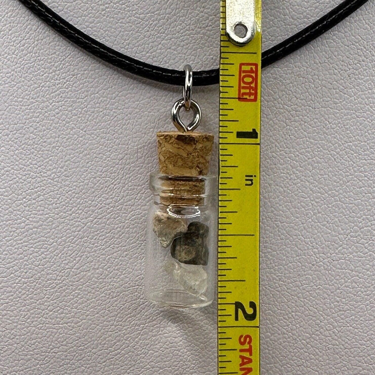 Moon, Mars and Earth in a Bottle Pendant, Mars Shergottite, Bechar 007 Moon Meteorite, Nigerian Phenacite, Handmade Pendant, Astronomy Gift