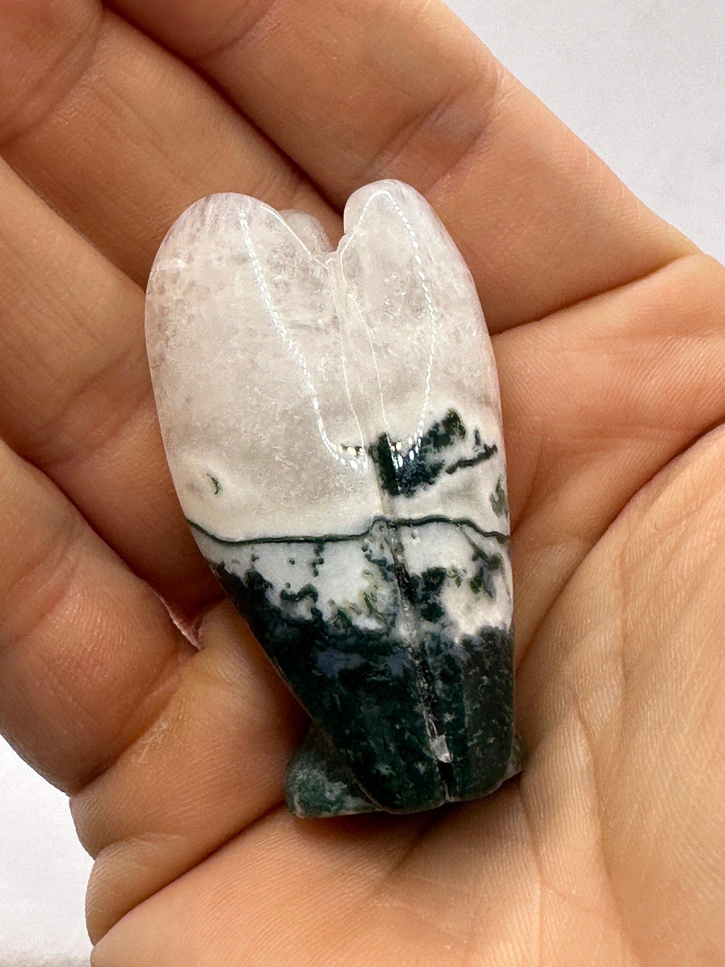 White Moss Agate Angel, Pocket Stone, Protection Stone, Guardian Angel, Moss Agate, Agate Angel Figurine, Angel Figurine, 31.26 grams