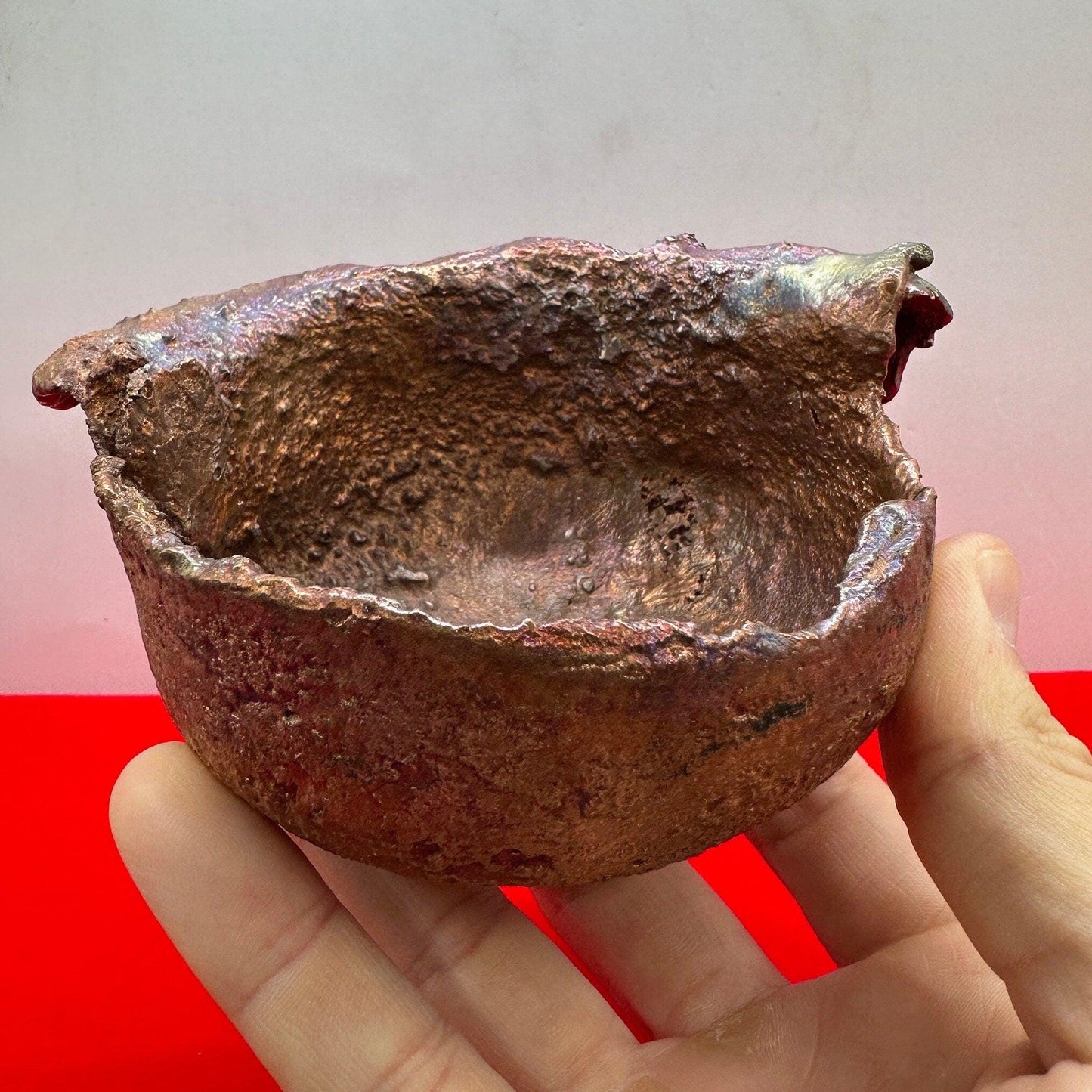 Beautiful Multicolored Golden Medium Splash Copper Bowl from Arizona, A Unique Gift for you or loved one, 1 lb 12.3 ounces