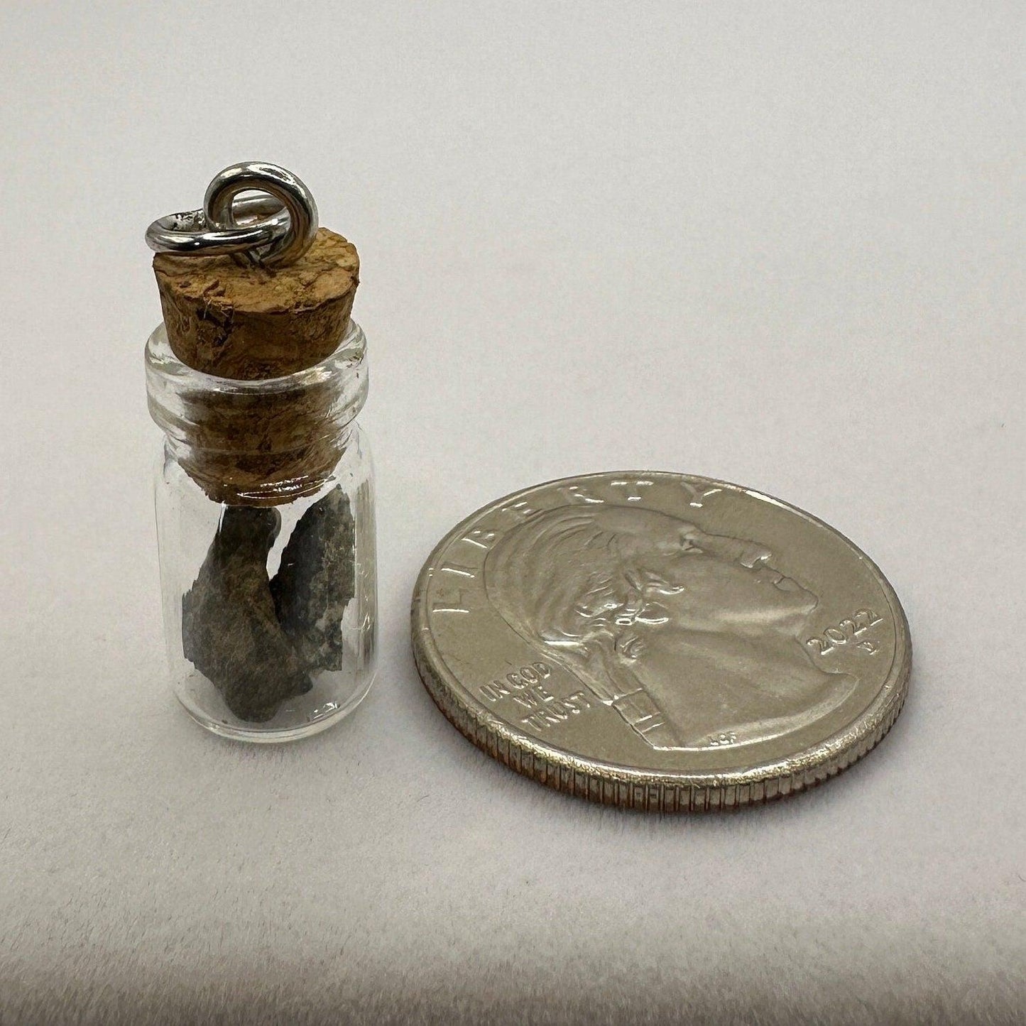 Moon and Mars in a Bottle Pendant, Mars Shergottite, NWA 14685, Amgala, Pendant,  Moon Meteorite, Handmade Pendant, Astronomy Gift