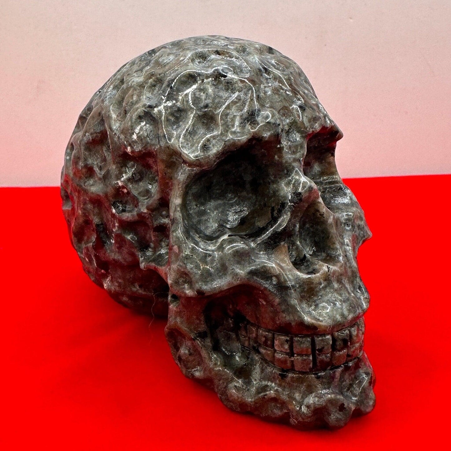 Yooperlite Skull, Handmade Skull, Stone Skull, Home Decor, Office Decor, Skull Collection, UV Stone, Michigan Yooperlite, 1 lb 5 ounces