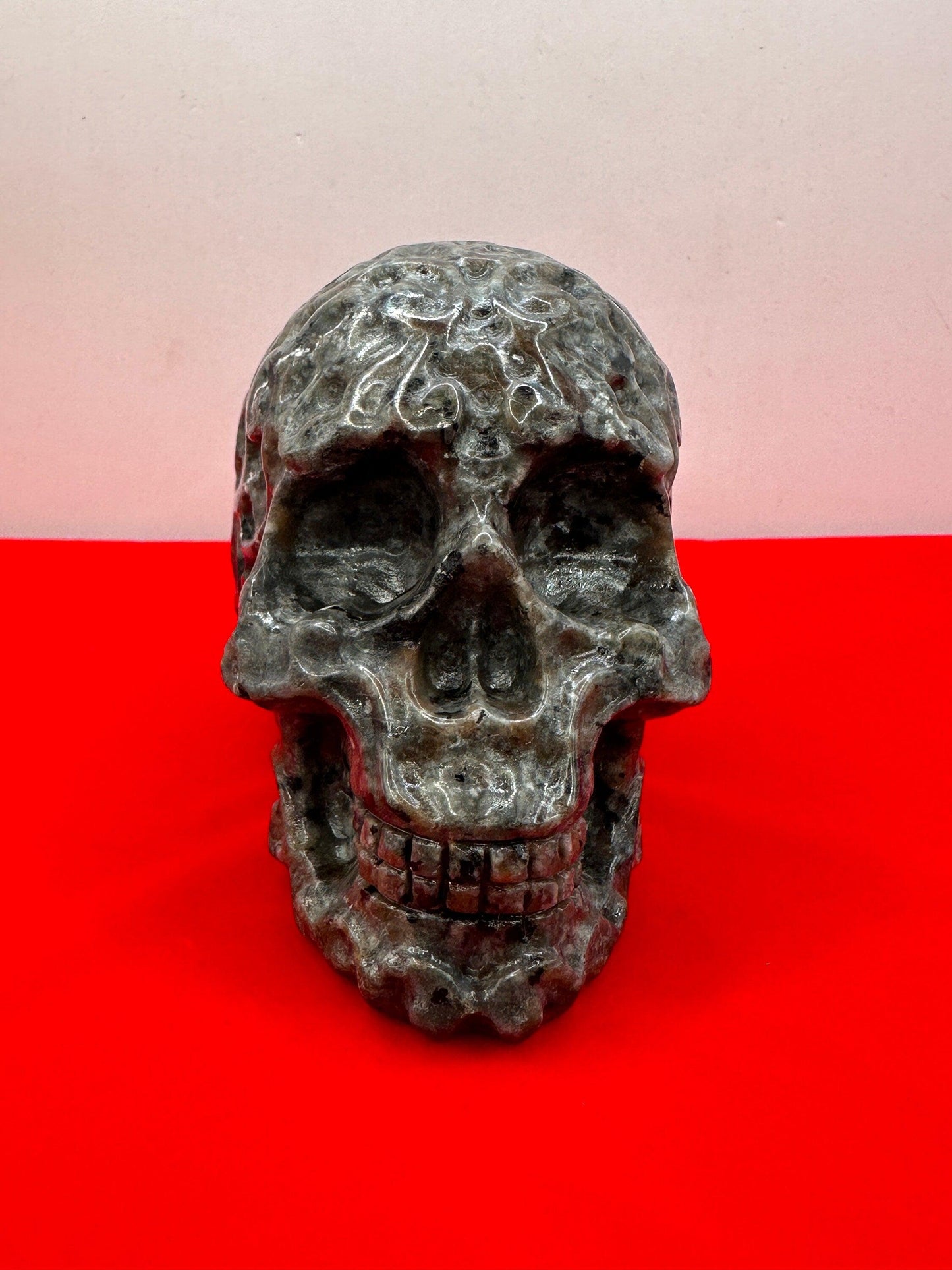 Yooperlite Skull, Handmade Skull, Stone Skull, Home Decor, Office Decor, Skull Collection, UV Stone, Michigan Yooperlite, 1 lb 5 ounces