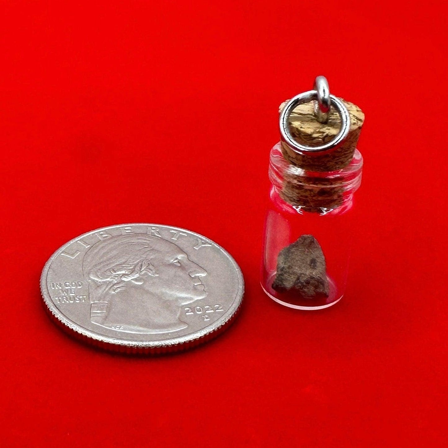 Mars in a Bottle Pendant, Bottle Pendant, Martian, Mars Shergottite, Martian Meteorite, Mars Gift, Handmade Pendant, Astronomy Gift