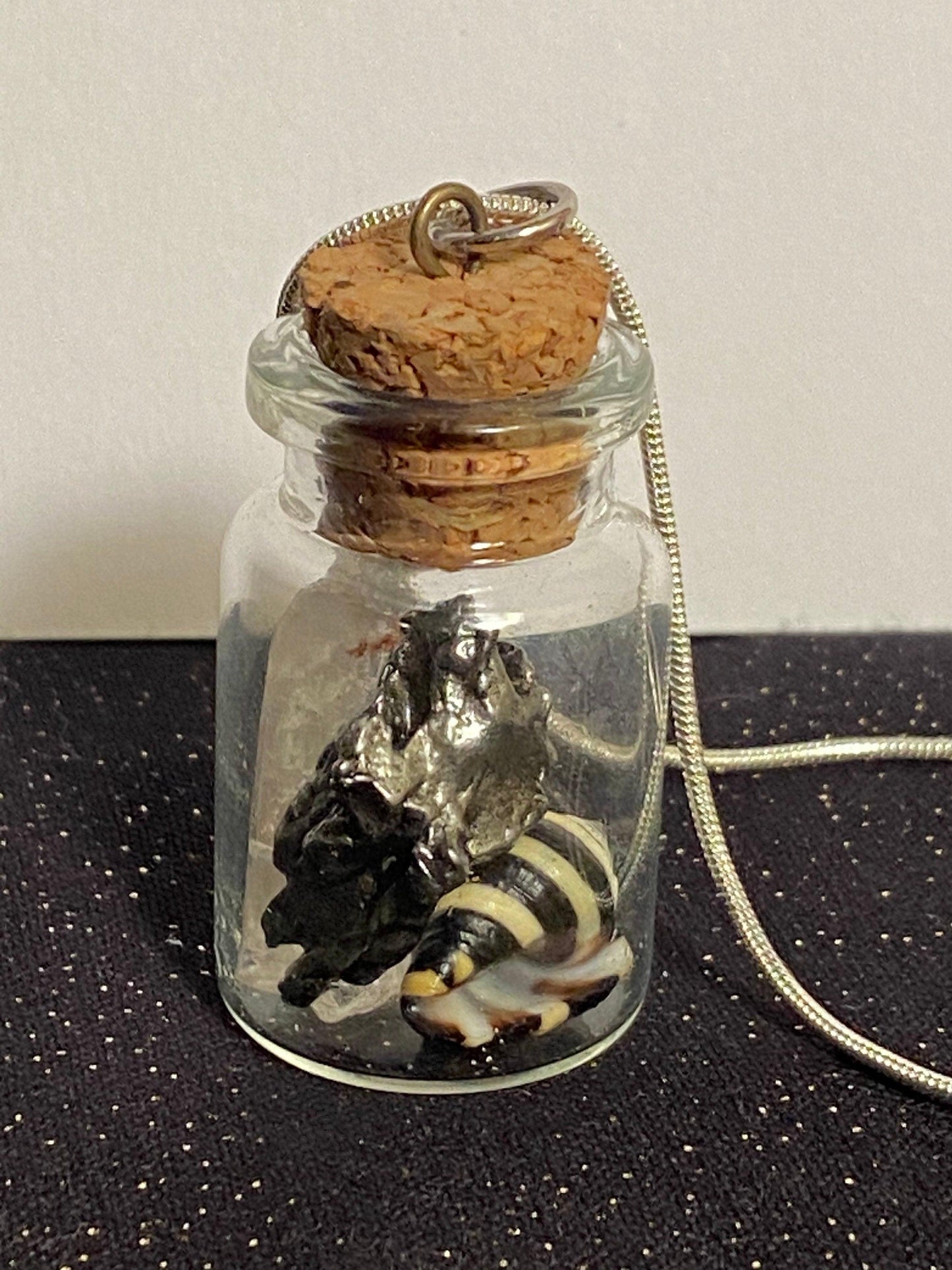 Earth, Water and Space in a Bottle Pendant (Himalayan Quartz, Beehive Shell, Meteorite)