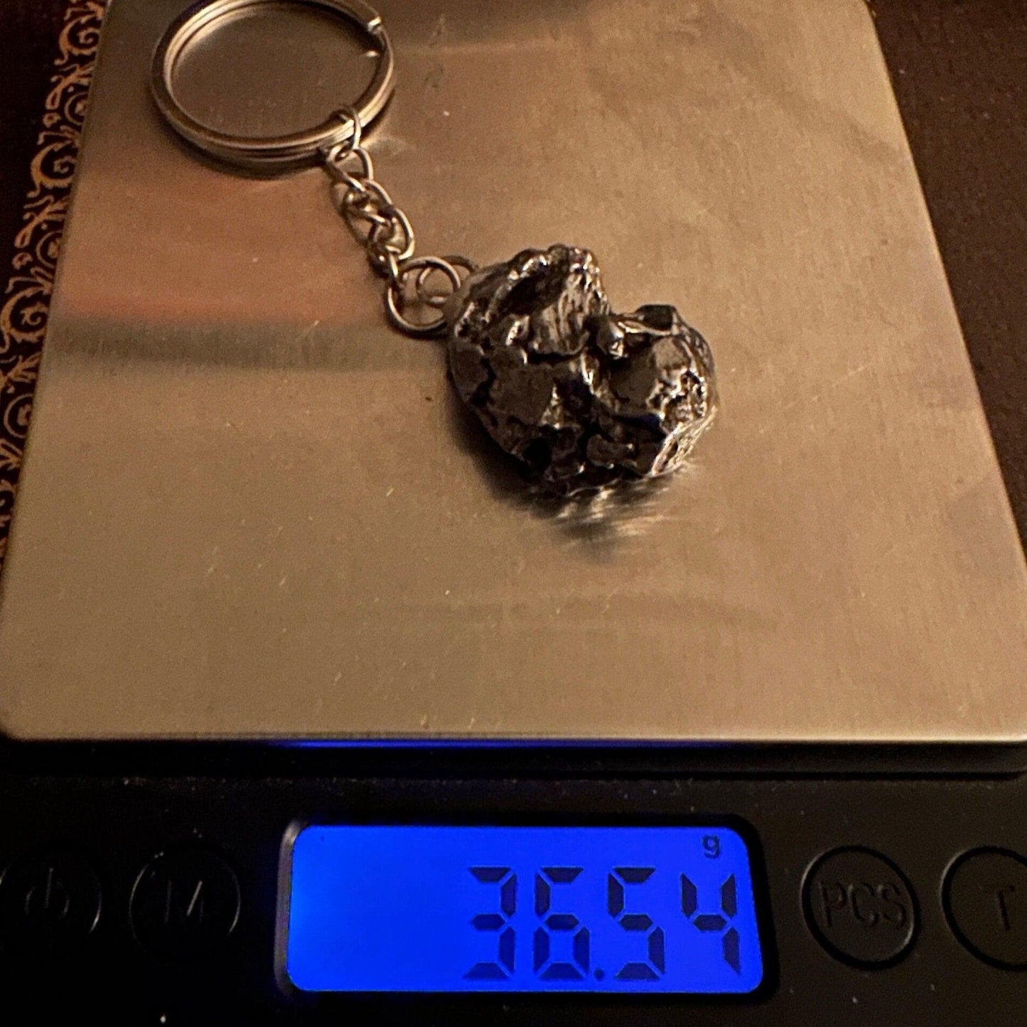 Rare Genuine Meteorite Campo del Cielo Keychain 36.54 grams, Beautiful and unique meteorite formation, Astronomy Gift, Space Gift