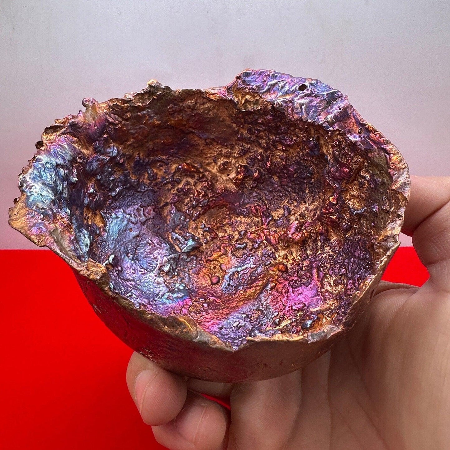 Rare Beautiful Fiery Reddish colored Medium Splash Copper Bowl from Arizona, Southwest Gift, A Unique Gift, Birthday Gift, 15 ounces