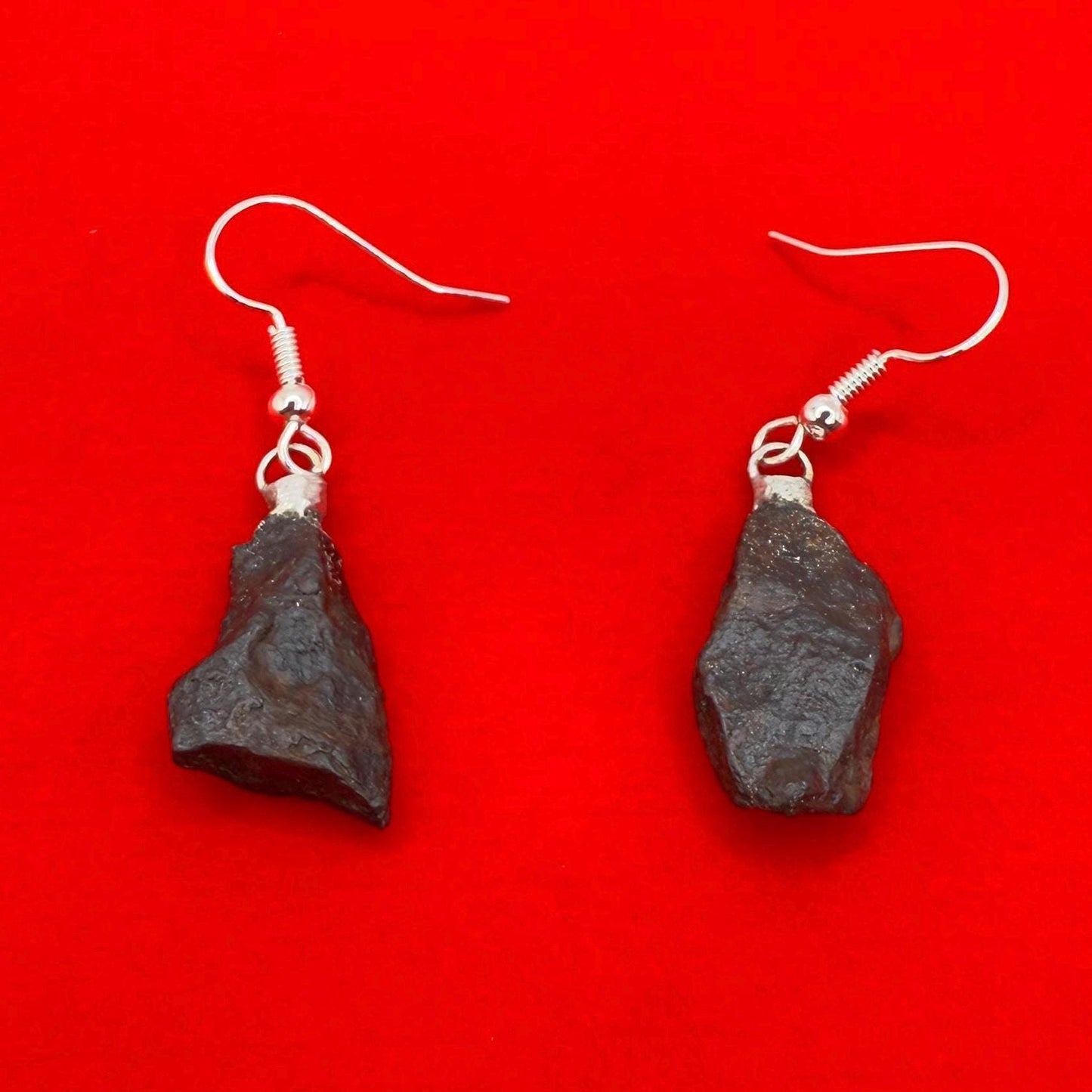 Canyon Diablo Meteorite Earings, Meteorite Earings, Fishhook Earrings, Space Jewelry, Dangle Earrings, Handmade Earrings, 6.99 Grams