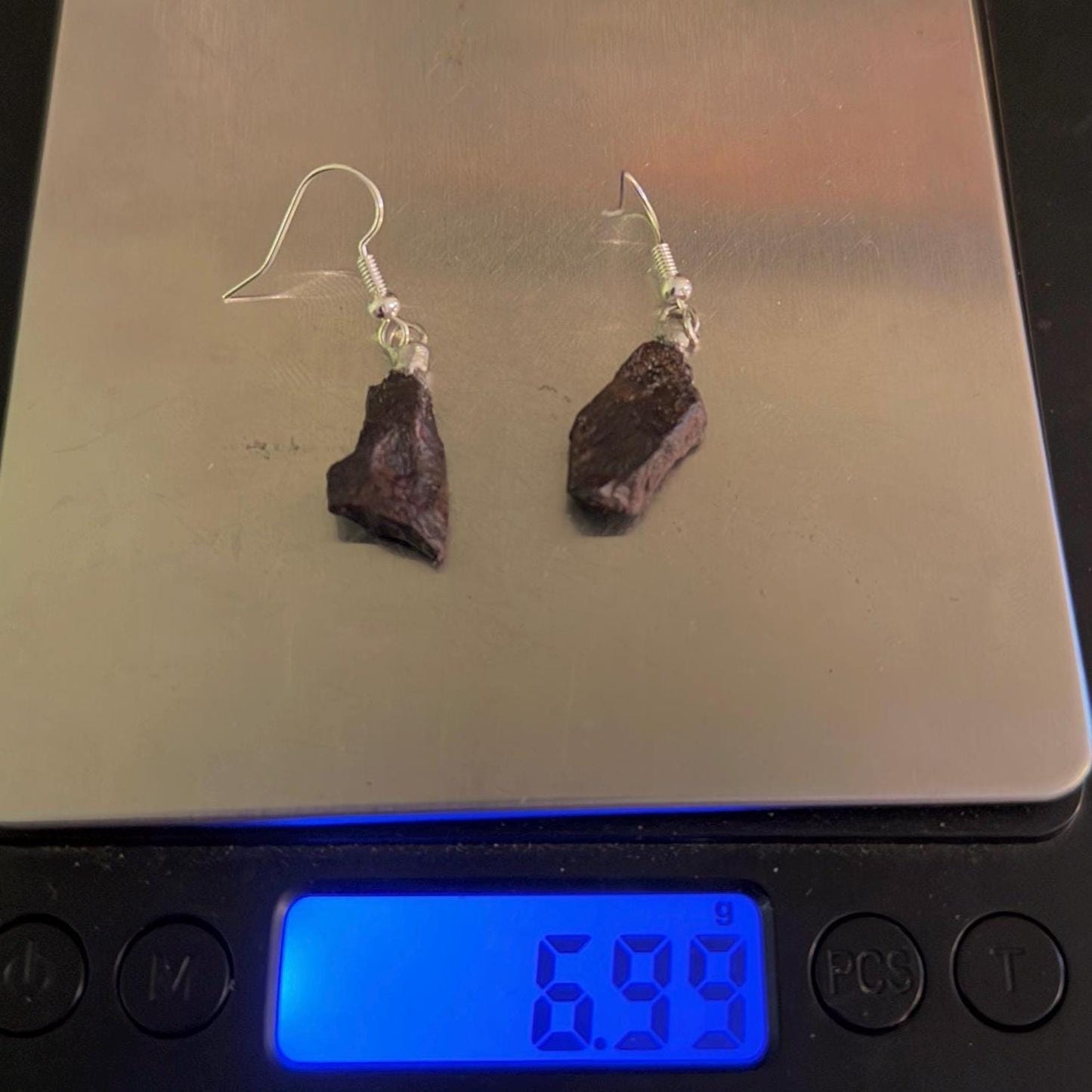 Canyon Diablo Meteorite Earings, Meteorite Earings, Fishhook Earrings, Space Jewelry, Dangle Earrings, Handmade Earrings, 6.99 Grams