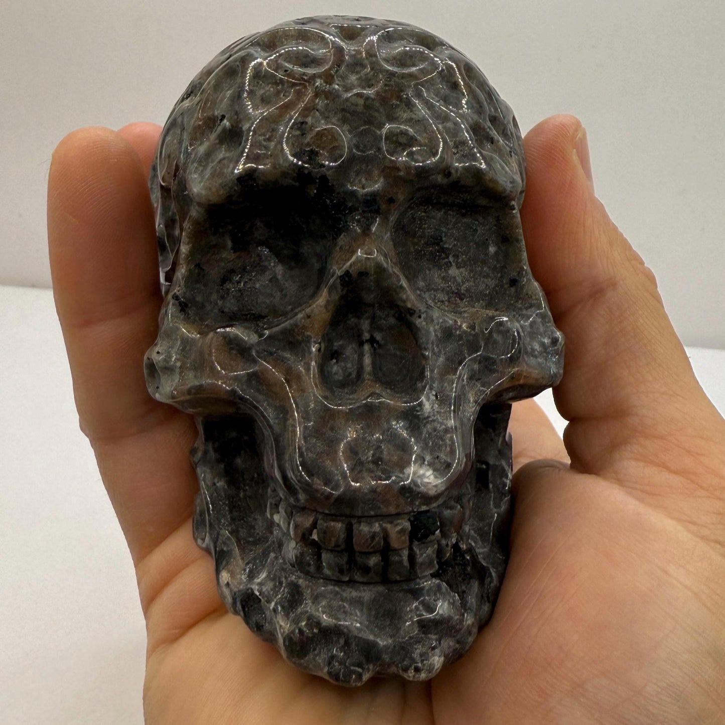 Yooperlite Skull, Handmade Skull, Stone Skull, Home Decor, Office Decor, Skull Collection, UV Stone, Michigan Yooperlite, 1 lb 5.6 ounces