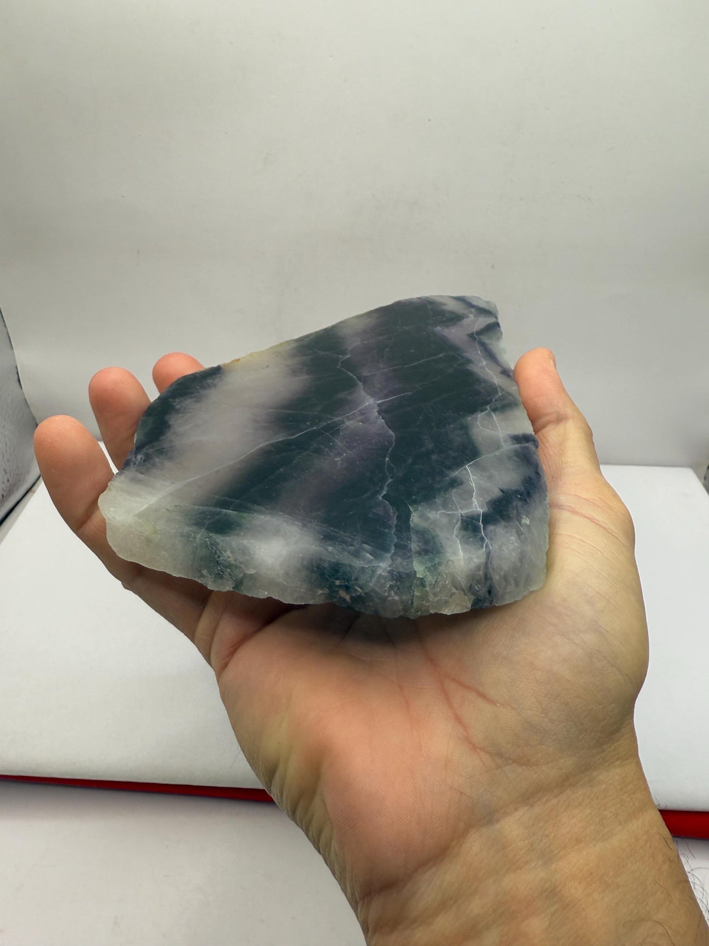High Quality Fluorite Slab, Fluorite Slice, Rock Collection, Home Decor, Office Decor, Natural Crystal, Energy Work, 1 lb 4.2 ounces