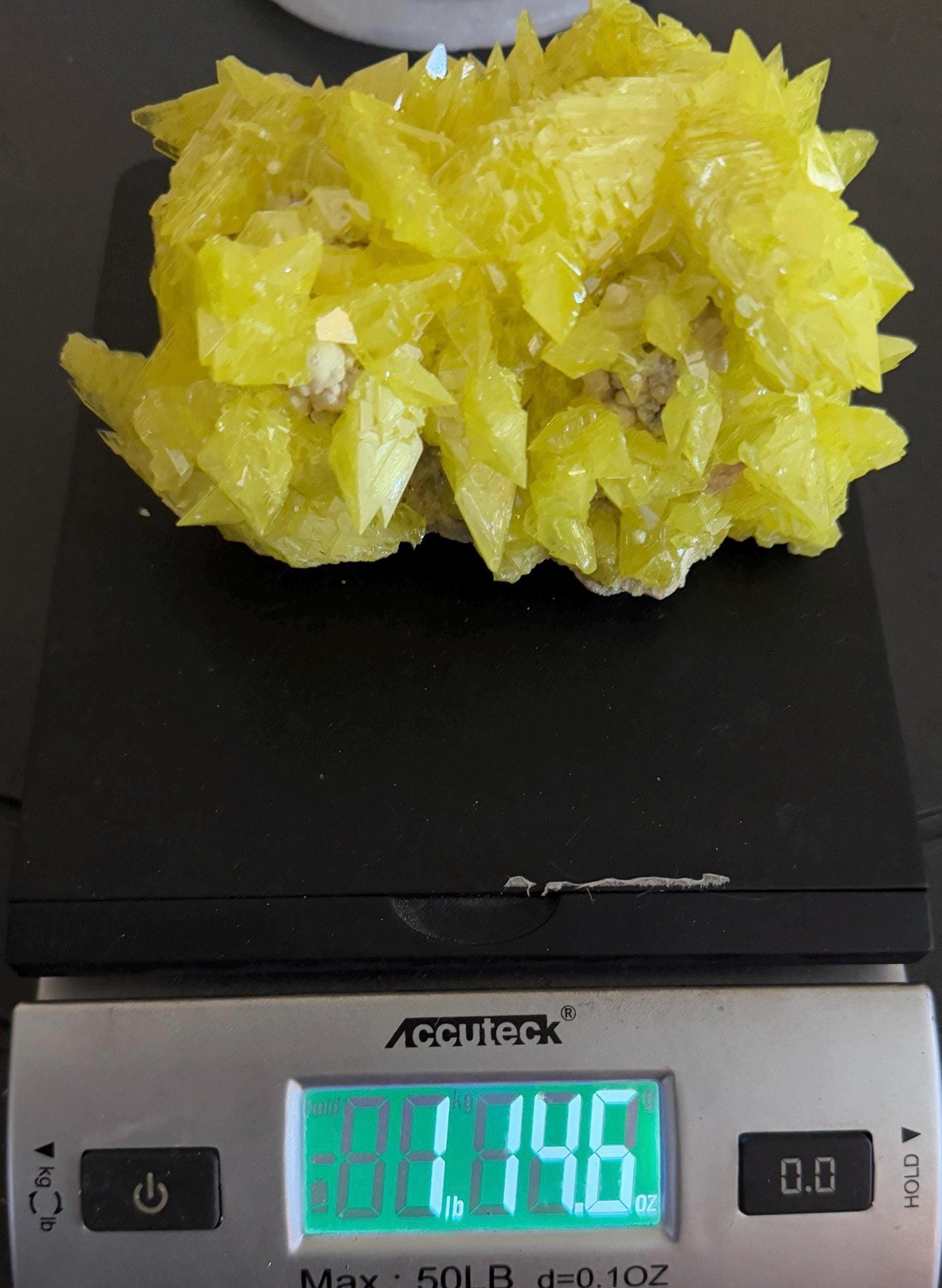 Sulfur Crystal, Beautiful Elestial Sulfur Crystal, Yellow Crystal, Creativity, Crystal Collection, Spiked Sulfur Crystal, 1 lb 14.6 ounces