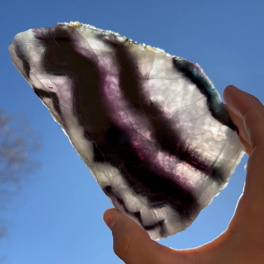 High Quality Fluorite Slab, Fluorite Slice, Rock Collection, Home Decor, Office Decor, Natural Crystal, Energy Work, 1 lb 4.2 ounces