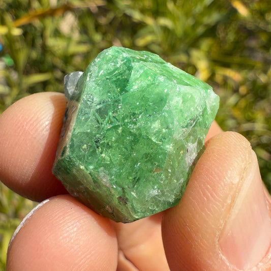 Rare Tsavorite Garnet, 12.40g/ 62ct, Mined in Madagascar, Vivid Green Crystal, Heart Chakra Collector’s Gem, Natural Raw Garnet