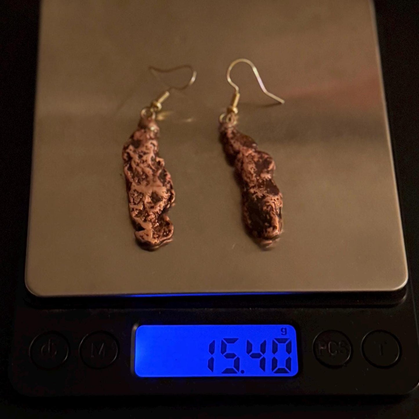 Copper Nugget Earrings, Copper Earrings, Dangle Earrings, Michigan Copper, Michigan Float Copper, Handmade Jewelry, Michigan Gift, 15.40g