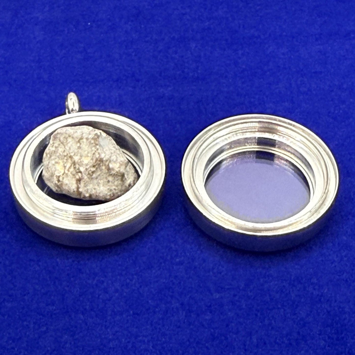 Lunar Meteorite Pendant: NWA 13974 Feldspathic Breccia, Moon Rock, Stainless Steel, 1.94 grams