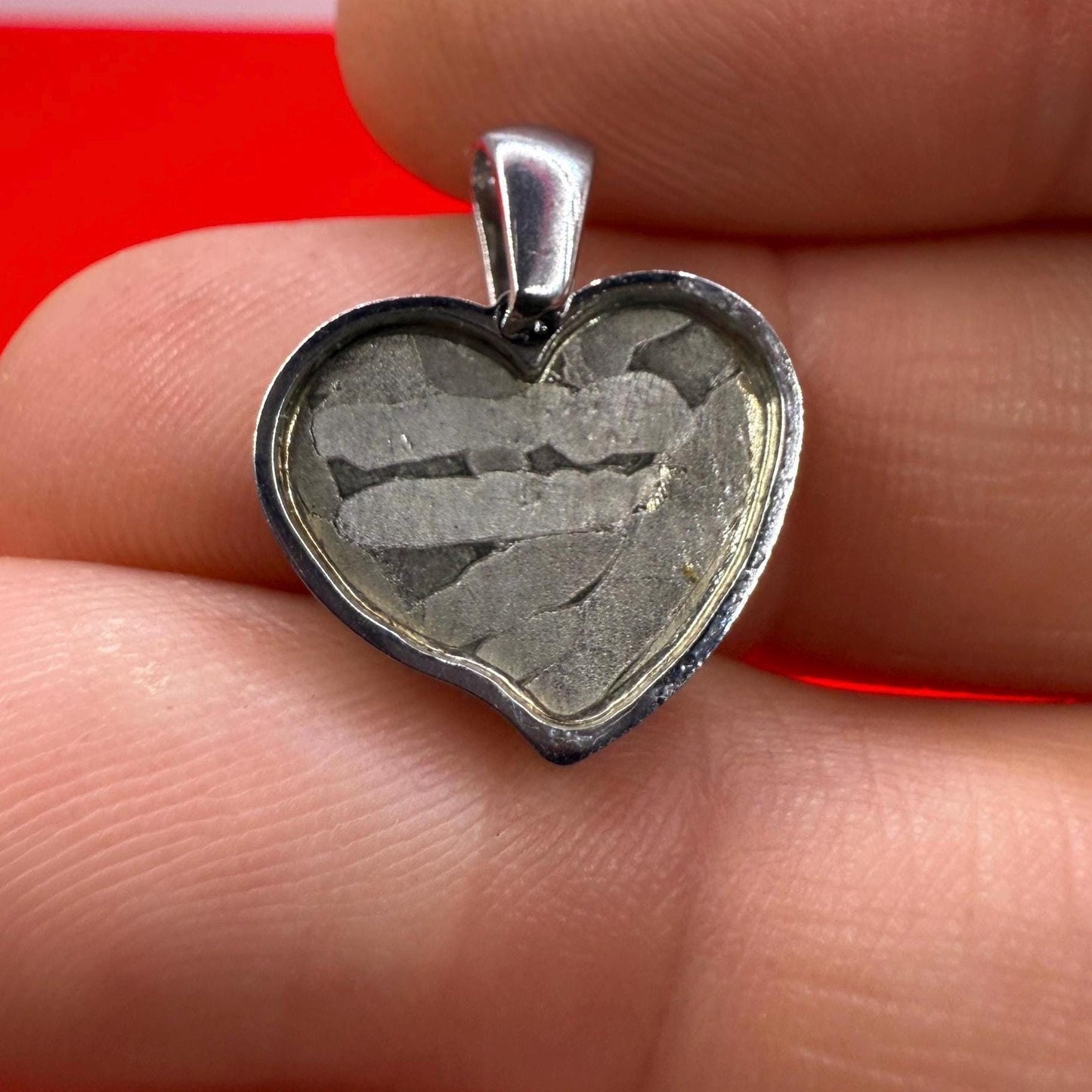 Seymchan Meteorite Sweetheart Pendant, Heart Shaped Pendant, Stainless Steel Pendant, Space Gift, Valentines Day Pendant, 1.94g