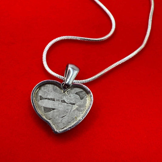 Seymchan Meteorite Sweetheart Pendant, Heart Shaped Pendant, Stainless Steel Pendant, Space Gift, Valentines Day Pendant, 1.94g