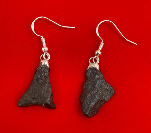 Canyon Diablo Meteorite Earings, Meteorite Earings, Fishhook Earrings, Space Jewelry, Dangle Earrings, Handmade Earrings, 6.14 Grams