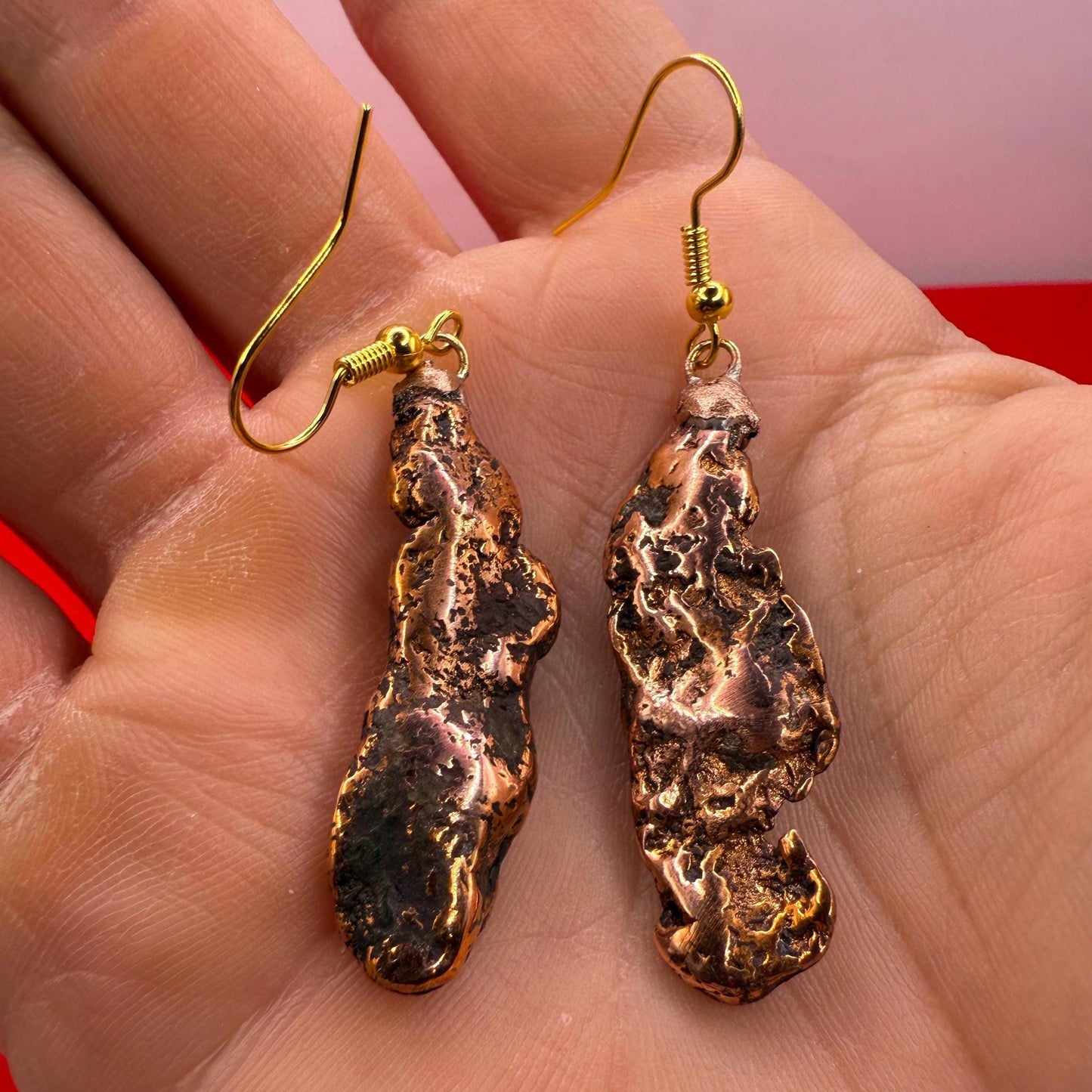 Copper Nugget Earrings, Copper Earrings, Dangle Earrings, Michigan Copper, Michigan Float Copper, Handmade Jewelry, Michigan Gift, 15.40g