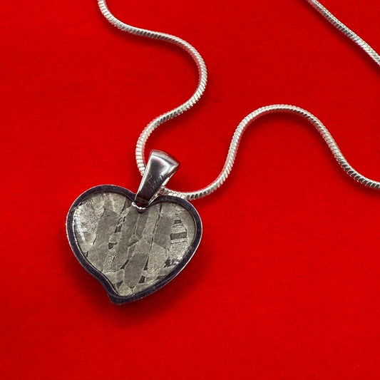 Seymchan Meteorite Sweetheart Pendant, Heart Shaped Pendant, Stainless Steel Pendant, Space Gift, Valentines Day Pendant, 2.22g