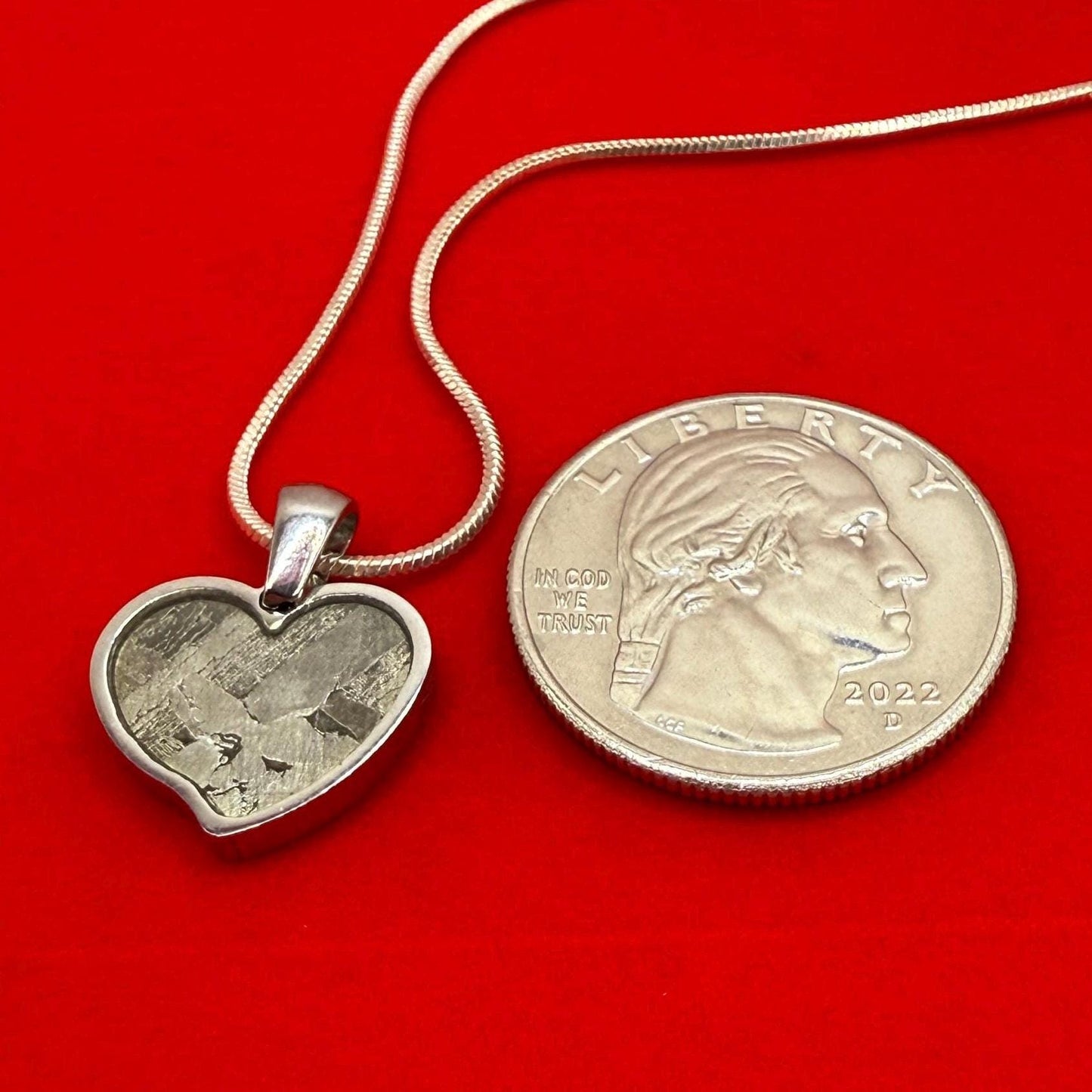 Seymchan Meteorite Sweetheart Pendant, Heart Shaped Pendant, Stainless Steel Pendant, Space Gift, Valentines Day Pendant, 2.24g