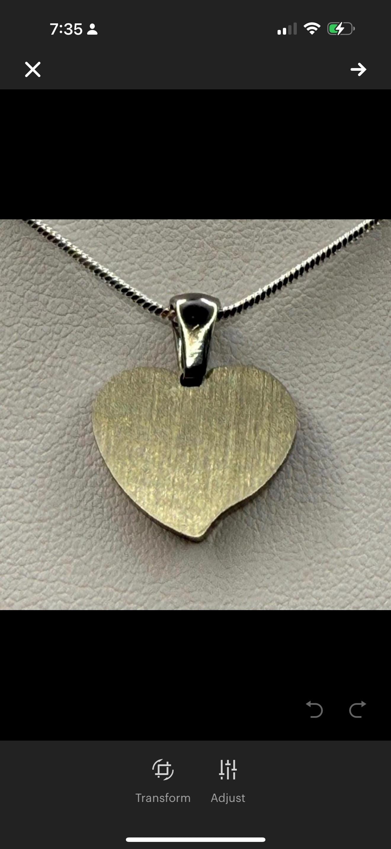 Seymchan Meteorite Sweetheart Pendant, Heart Shaped Pendant, Stainless Steel Pendant, Space Gift, Valentines Day Pendant, 2.24g