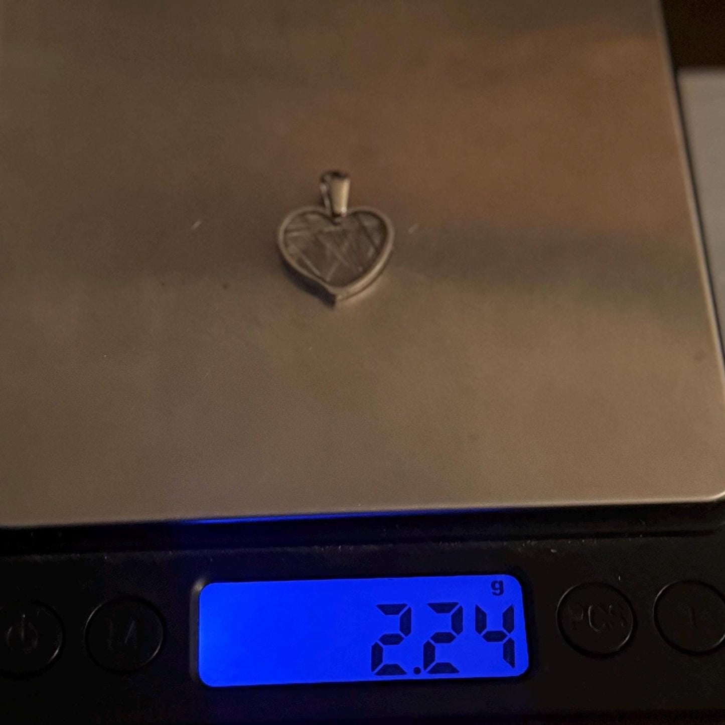 Seymchan Meteorite Sweetheart Pendant, Heart Shaped Pendant, Stainless Steel Pendant, Space Gift, Valentines Day Pendant, 2.24g