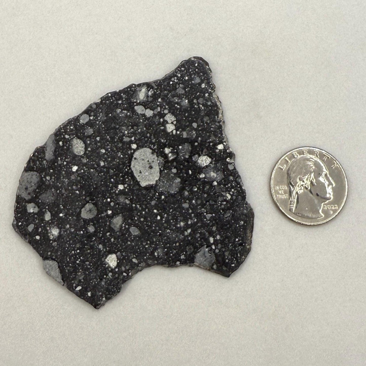 NWA 17679 Lunar Meteorite Slice, Rare Feldspathic Breccia Lunar, Mauritania, Africa, Moon Rock, Astronomy Gift, 23.42 grams