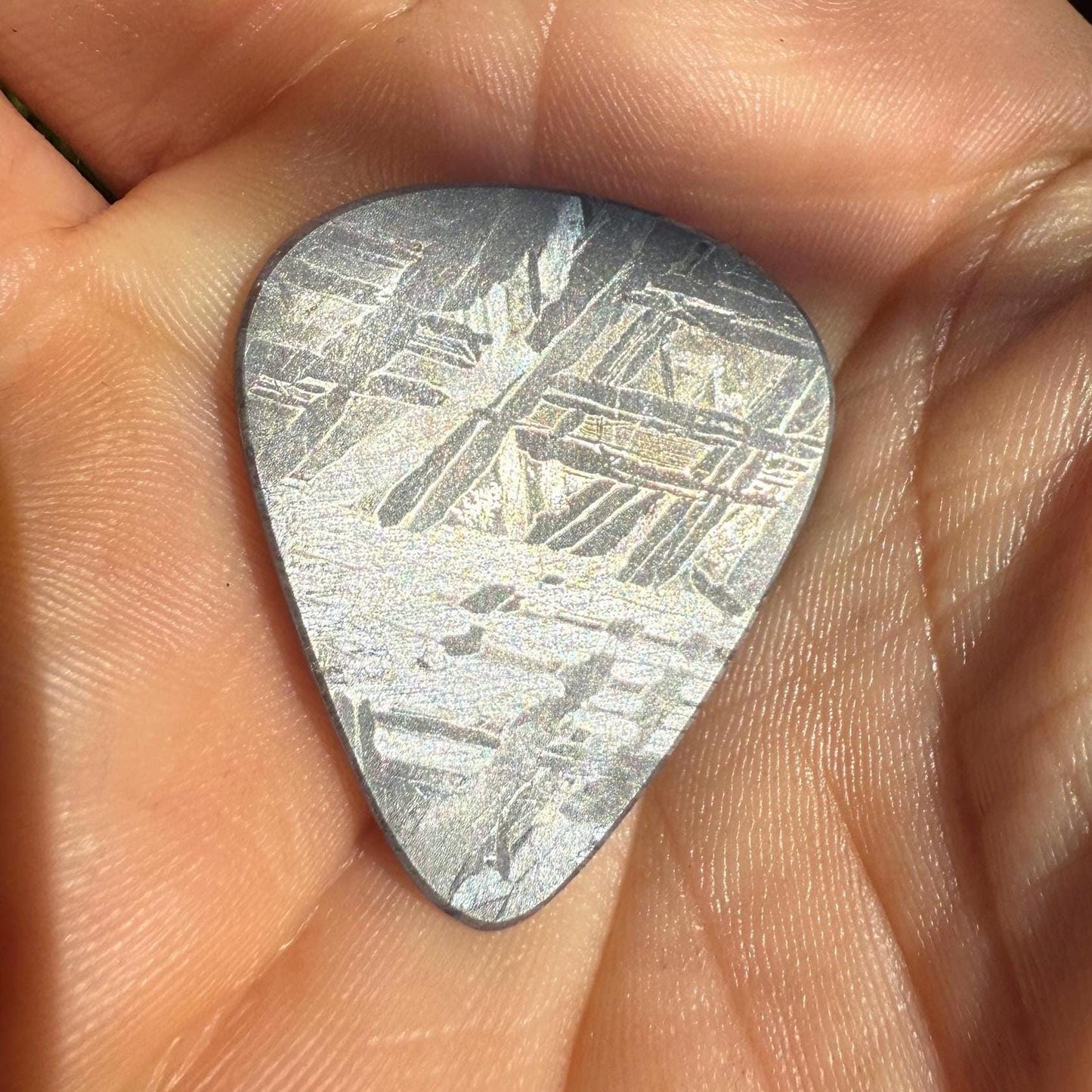 Aletai Meteorite Guitar Pick, Etched & Polished, 7.67g, Authentic Iron Meteorite, Truly Out of This World, Unique Music Gift, Astronomy Gift