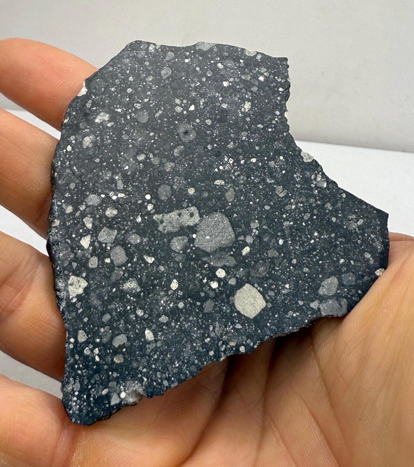 NWA 17679 Lunar Meteorite Slice, Rare Feldspathic Breccia Lunar, Mauritania, Africa, Moon Rock, Astronomy Gift, 23.42 grams