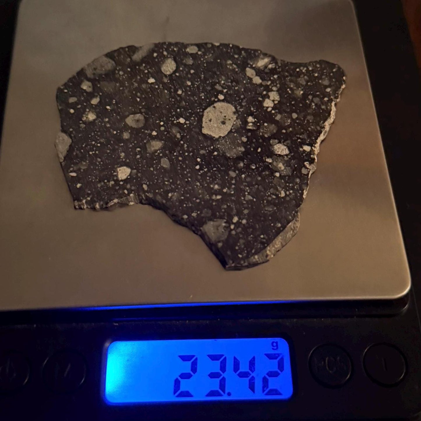 NWA 17679 Lunar Meteorite Slice, Rare Feldspathic Breccia Lunar, Mauritania, Africa, Moon Rock, Astronomy Gift, 23.42 grams